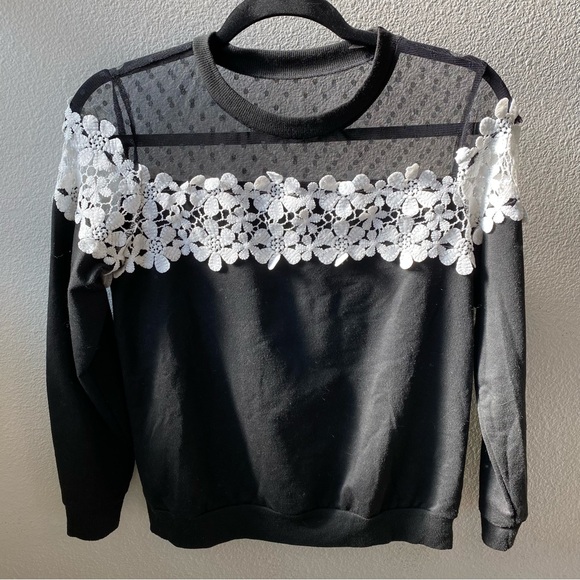 Mesh & Lace Sweatshirt - Picture 1 of 2